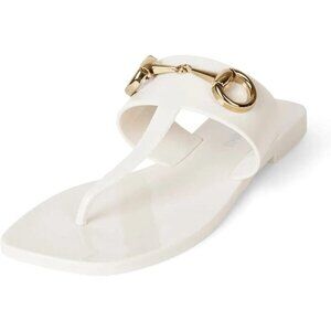 Jeffrey Campbell A-Lil-Bit Sandals in Cream Shiny 7 with box Womens flip flops